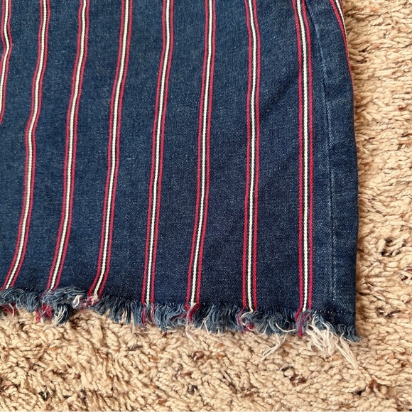 American Eagle Hi-Rise Mini‎ Super Stretch Blue Striped Denim Skirt Size 12 - Picture 9 of 16